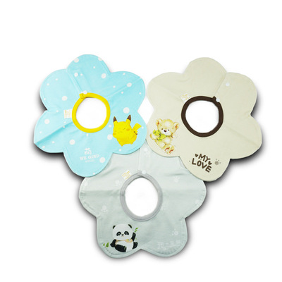 现货纯棉双层围兜 婴幼儿防水口水围纽扣式口水巾