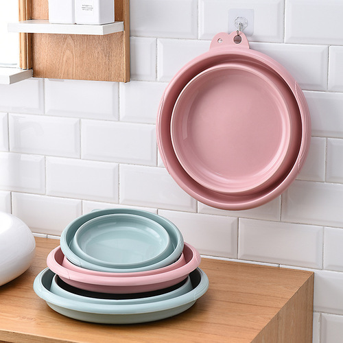 Multifunctional folding washbasin outdoor travel portable plastic thickened children's washbasin creative basin folding basin