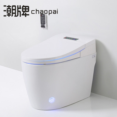 潮牌脚触冲水一体式智能马桶家用坐便器座便电动冲水即热无水箱