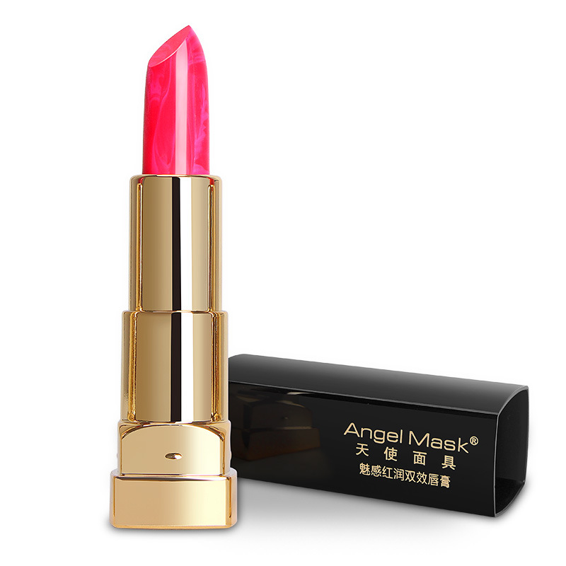 大理石纹双色混搭口红保湿滋润口红批发 雾面姨妈色唇彩