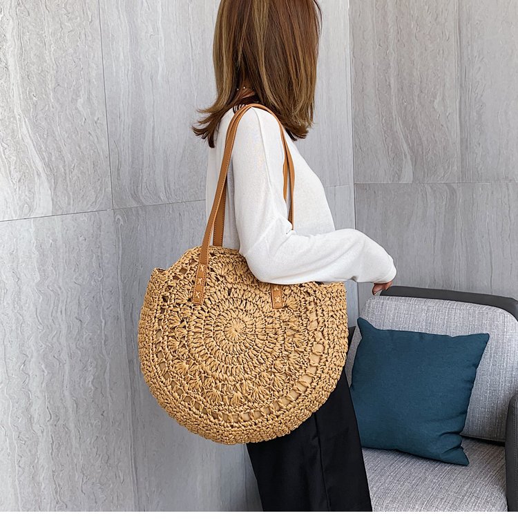 Ethnic style straw woven oneshoulder portable big bagpicture11