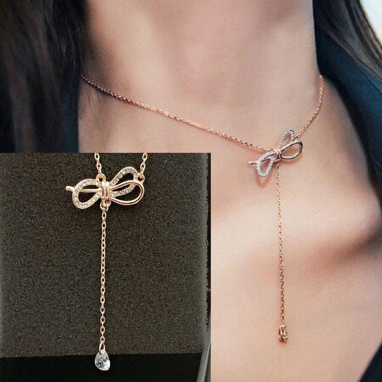 Cross border ins Bow Necklace Red Book Same item Necklace simple Generous alloy Jewelry clavicle