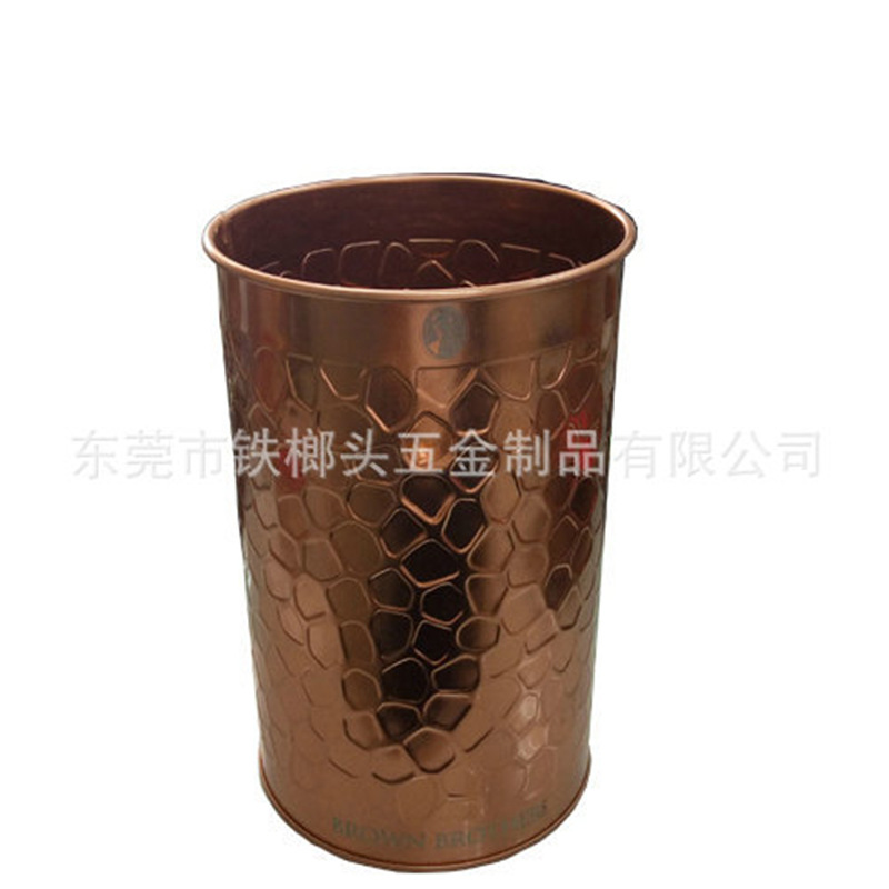 马口铁圆形高质量马口铁垃圾桶防损耐用环保型金属垃圾桶五金制品