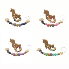 Baby Beech Wood Teething Toy, Baby Silicone Nipple Chain, AliExpress Amazon Style Teething Toy Set
