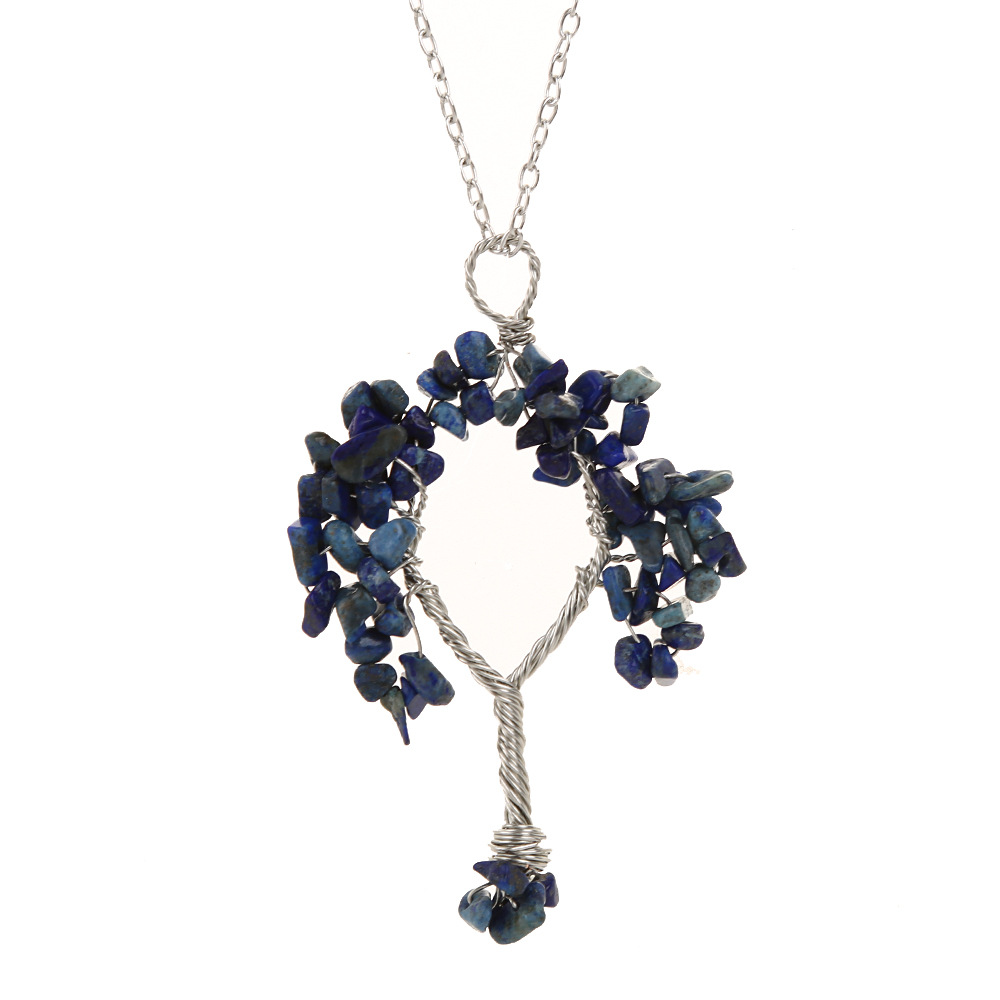 Fashion Tree Alloy Plating Natural Stone Pendant Necklace 1 Piece