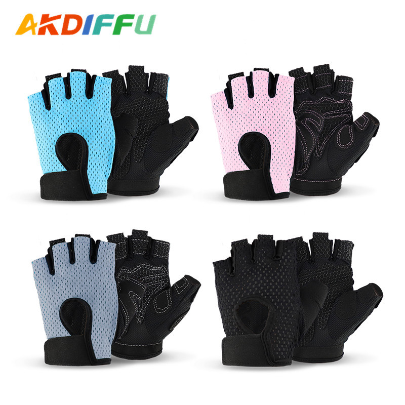 Deportes medio dedo pulsera hombres GUANTES DE Fitness mujeres delgadas mancuernas yoga entrenamiento dinámico bicicleta barra horizontal antideslizante transpirable