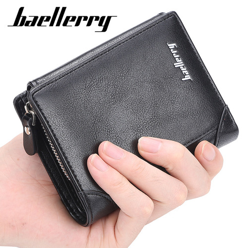 baellerry wallet men's Korean style multi-card slot wallet ultra-thin short zipper buckle wallet card holder card holder