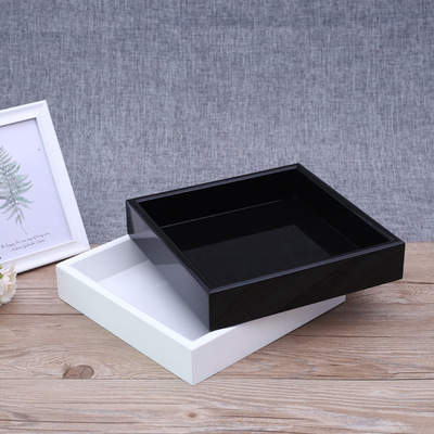 黑白色装饰烤漆托盘收纳盘密度板材质25*25*5厘米 现货 一件代发|ms