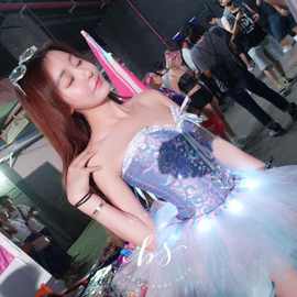 水钻束腰酒吧edm ravebra 发光tutu裙led灯蓬蓬裙纯手工电音套装