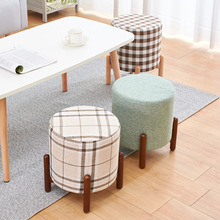 创意实木凳子时尚换鞋凳客厅圆凳多功能布艺小凳子方便拆洗可批发