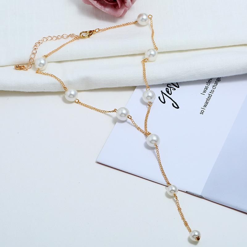 Pearl Chain Long Necklace Sweater Chain Fashion Korean Winter Pearl Necklace display picture 5