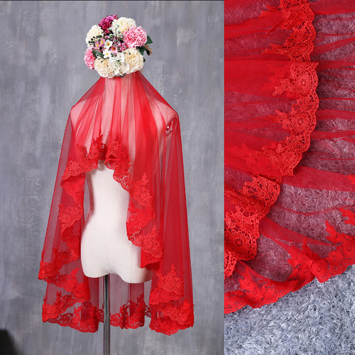 New Arrival Bridesmaid Wedding Veil Single Layer Lace Edge Veil Korean Version Wedding Dress Accessory Fashion Accessory