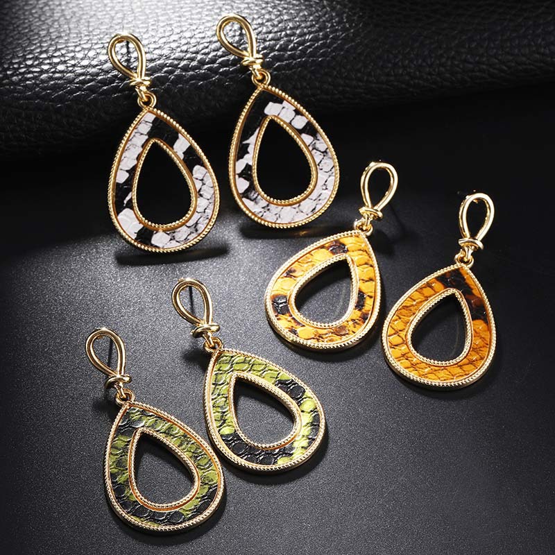 New Earrings Fashion Retro Creative Snake-shaped Drop-shaped Hollow Earrings display picture 3