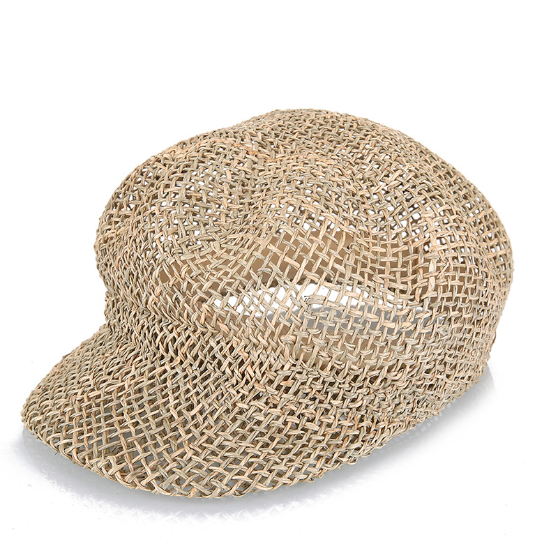 Sombrero de paja verano hueco sol sombrero moda hecho a mano hierba al aire libre que forma el sombrero octogonal sombrero al por mayor