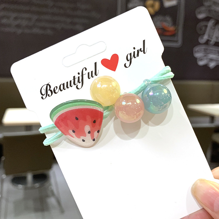 Cute Fruit Hair Rope Summer Fresh Strawberry Head Rope Korean Hair Ring Rubber Band Women display picture 7