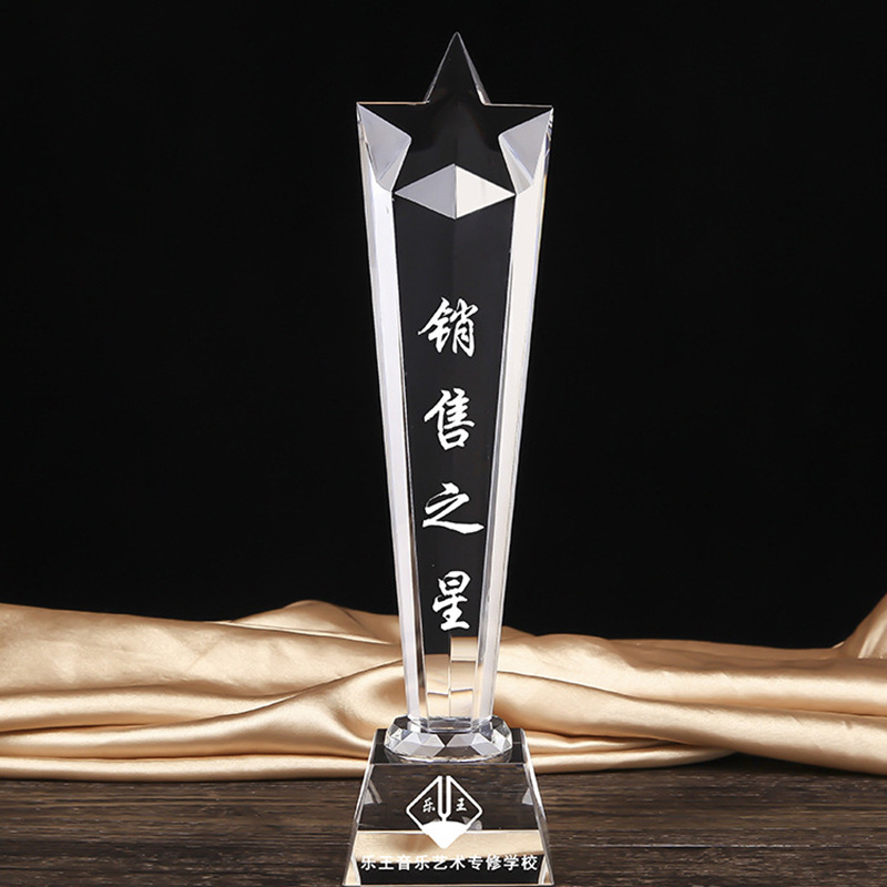 Trofeos de cristal trofeos personalizados concursos anuales premios de regalo de regalo de cristal de resina de metal trofeos creativos madera