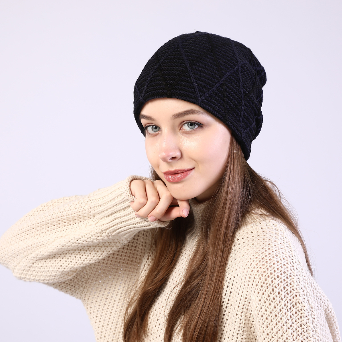 Knitted Beanie Hat For Autumn And Winter Warm Ear Protection_voghion.com