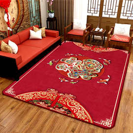 鼠年新年地垫入户中国风门厅地毯客厅茶几书房婚房红地毯可批发