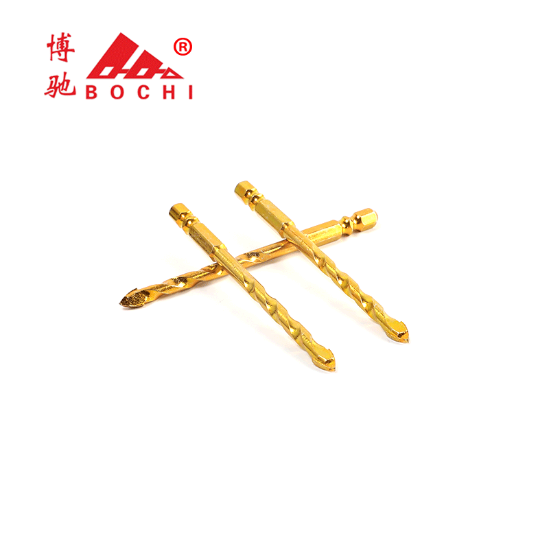 博驰加长陶瓷墙壁三角麻花钻合金玻璃瓷砖一字钻头六角柄扩孔钻