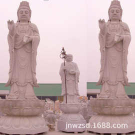 大型石材雕刻佛身图片 寺庙供奉文殊普贤菩萨天尊石雕价格及厂家