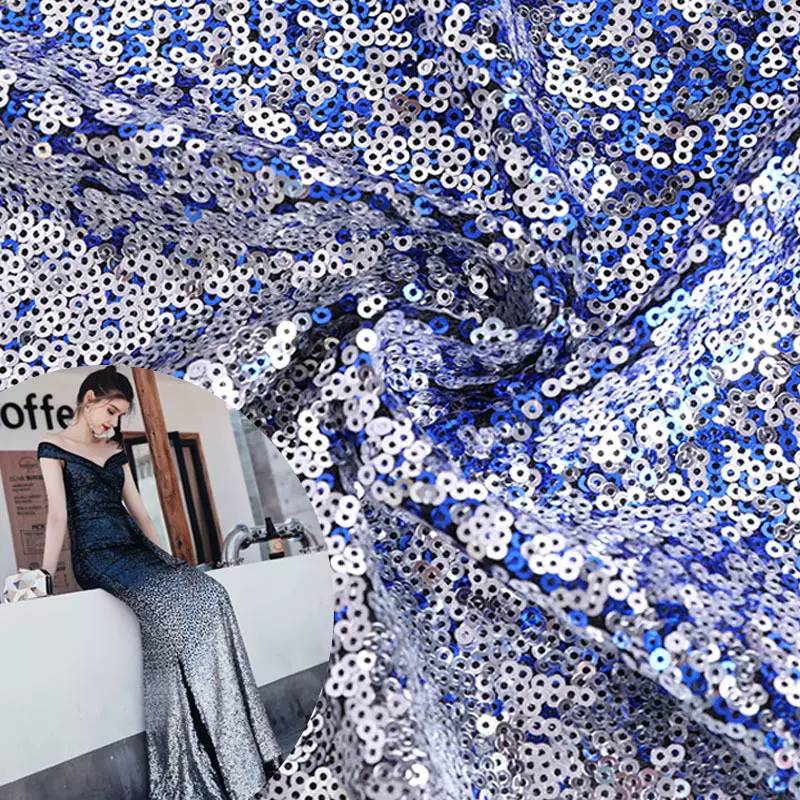 现货 礼服亮片绣花网布 连衣裙3+3mm亮片渐变面料