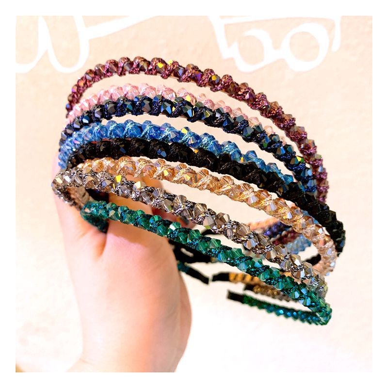 110g Weight Headwear Classification Festival Occasion Geometric Pattern Women'S Gender Retro Style Dark Blue, Pink, Purple, Green, Blue, Black Color Retro Rhinestone Crystal Fashion Headband 17