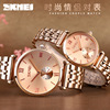 Fashionable sophisticated watch for beloved, golden quartz steel belt, pink gold