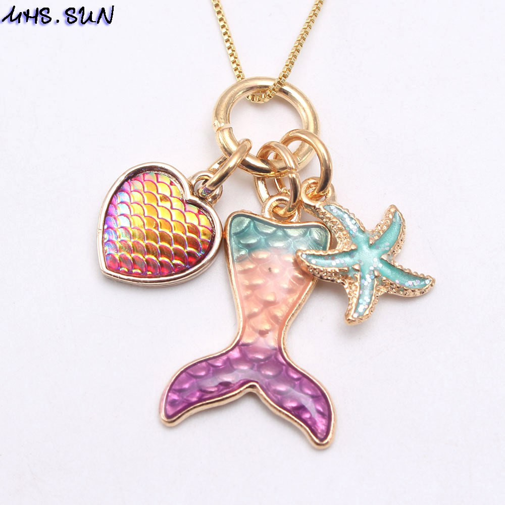 New Mermaid Pendant Alloy Pendant Box Chain Children Necklace display picture 1