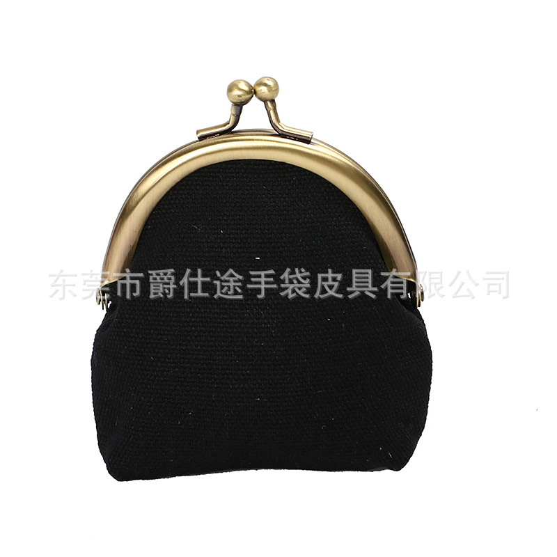 新款中国风印花帆布夹子包 半圆形口金零钱包 DIY布艺定制口红包-阿里巴巴