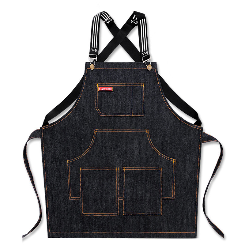 Hair stylist apron Denim men's and women's restaurant work barista milk tea barber shop art painting children's printed logo Hair stylist apron Denim men's and women's restaurant work barista milk tea barber shop art painting children's printed logo