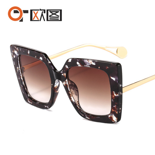 New Fashion Sunglasses 1916 European and American Style Large Square Sunglasses Cross-border Trendy Flat Glasses Wholesale