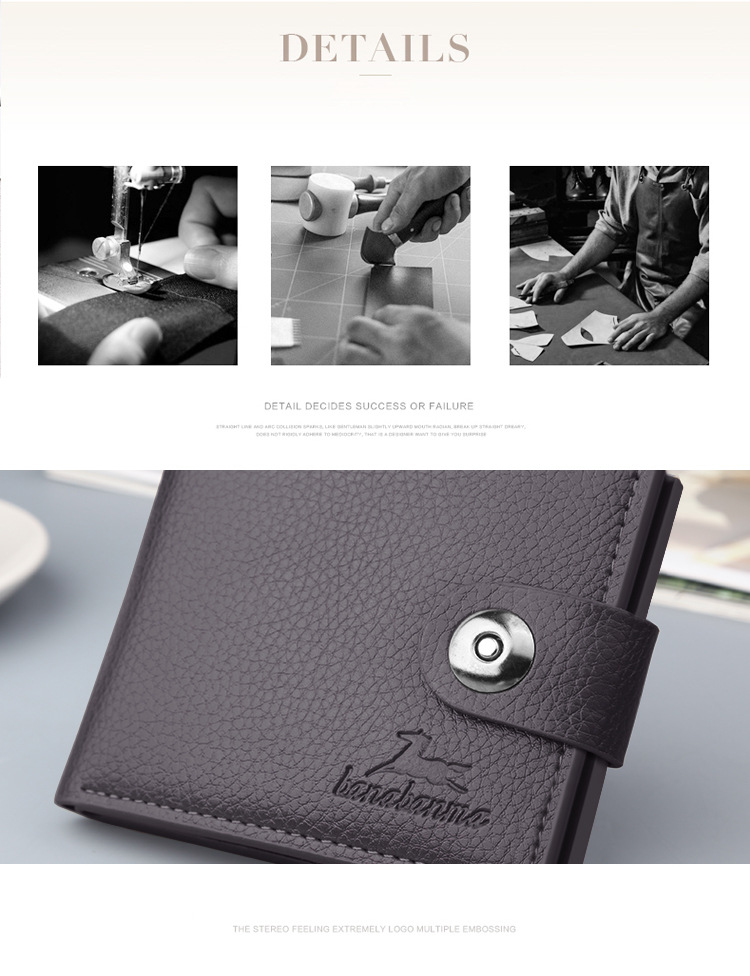 All Seasons Season Business Short Wallet Men's Wallet Retro Buckle Horizontal Gift Money Clip Foreign Trade