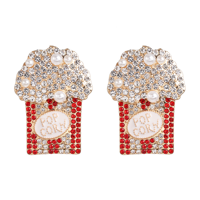New Popcorn Cup Color Diamond Stud Earrings display picture 8
