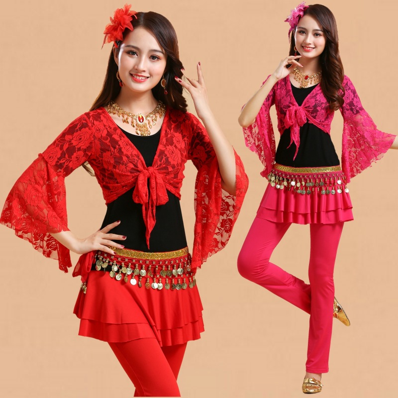 new pattern square dance suit Bodybuilding dance group dance clothing Yangge dance perform Shirt suit