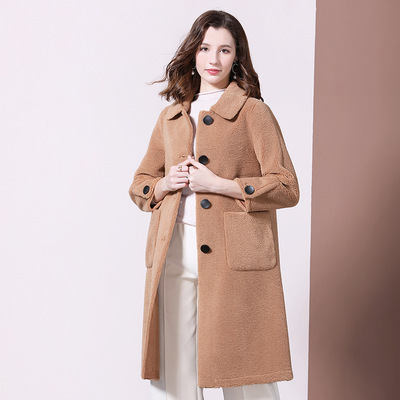 2019 winter new pattern Mid length version Haining leather and fur grain Fur one coat Sherpa Maomao coat