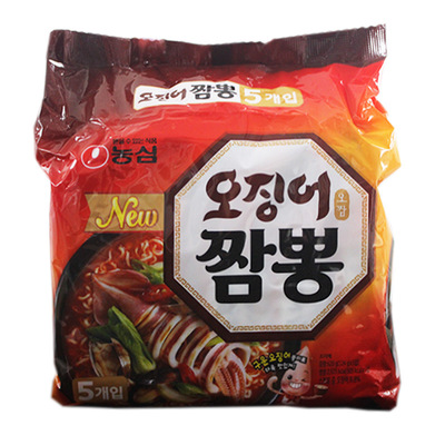 the republic of korea Imported Instant noodles Nongshim Squid noodles 124g*5 Spaghetti with cuttlefish Seafood Hodgepodge Lamian Noodles Fast food Instant noodles