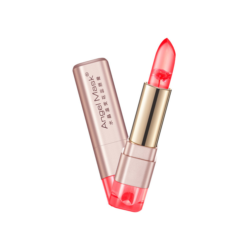 天使面具水晶溫變花蕊唇膏防水透明 口紅持久保濕 潤唇膏壹件代發