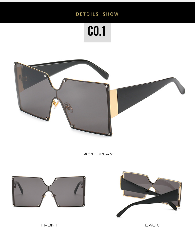 Large Frame One Piece Sunglasses Square Gradient Street Style_voghion.com