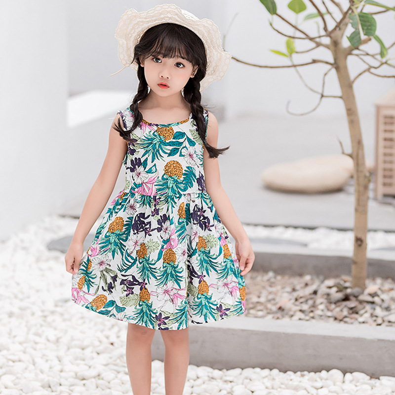 Children's clothing Girls dress summer 2019 new pattern girl pure cotton Princess Dress New flowers Vest skirt On behalf of
