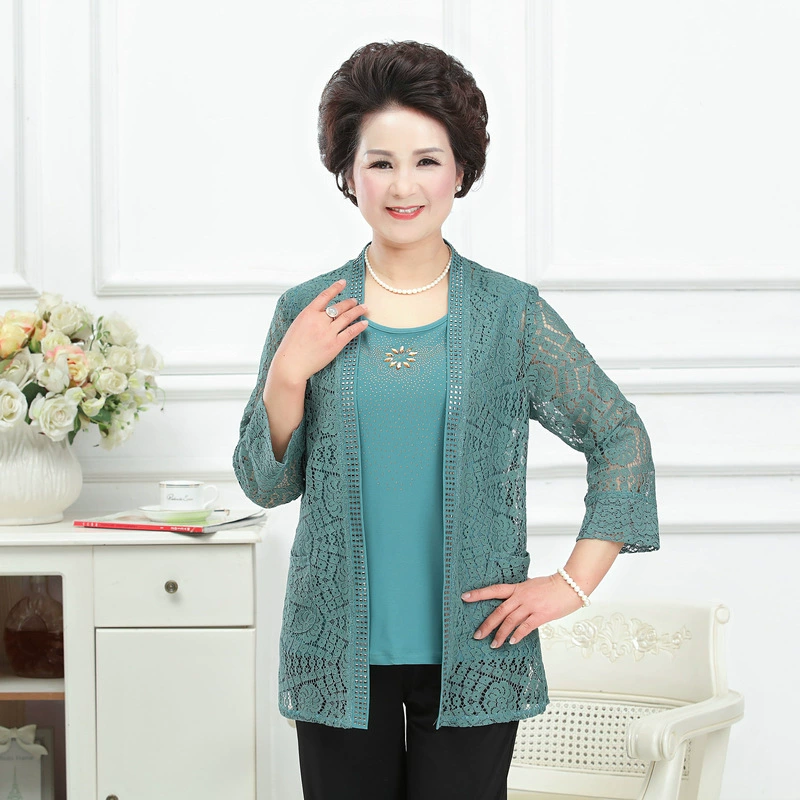 Новинка 2020 года, летняя и весенняя одежда для женщин, 60-летняя, модная одежда из двух предметов для пожилых леди и бабушки