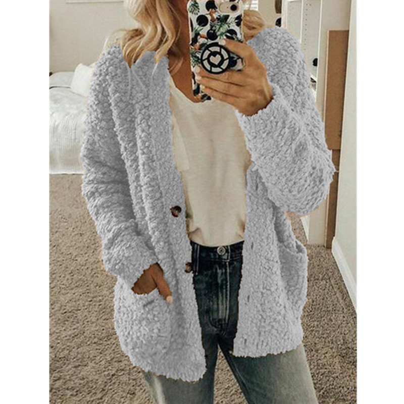 Women's Casual Solid Color Patchwork Single Breasted Cardigan Women's Woolen Coat display picture 2