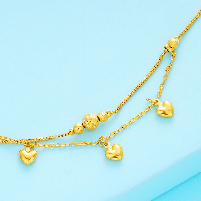 Imitación oro borla tobillera Vietnam arena oro moda doble línea amor tobillera europea y americana tobillera al por mayor