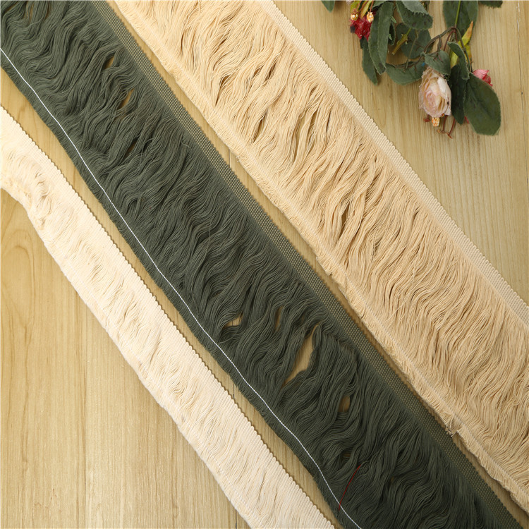 厂家直供现货全棉11CM米色灰色衣服流苏花边服装工艺辅料 棉排须