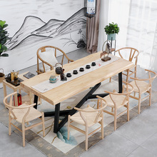 公司办公室新中式接待实木茶桌椅 家用铁艺功夫茶桌会所泡茶桌子