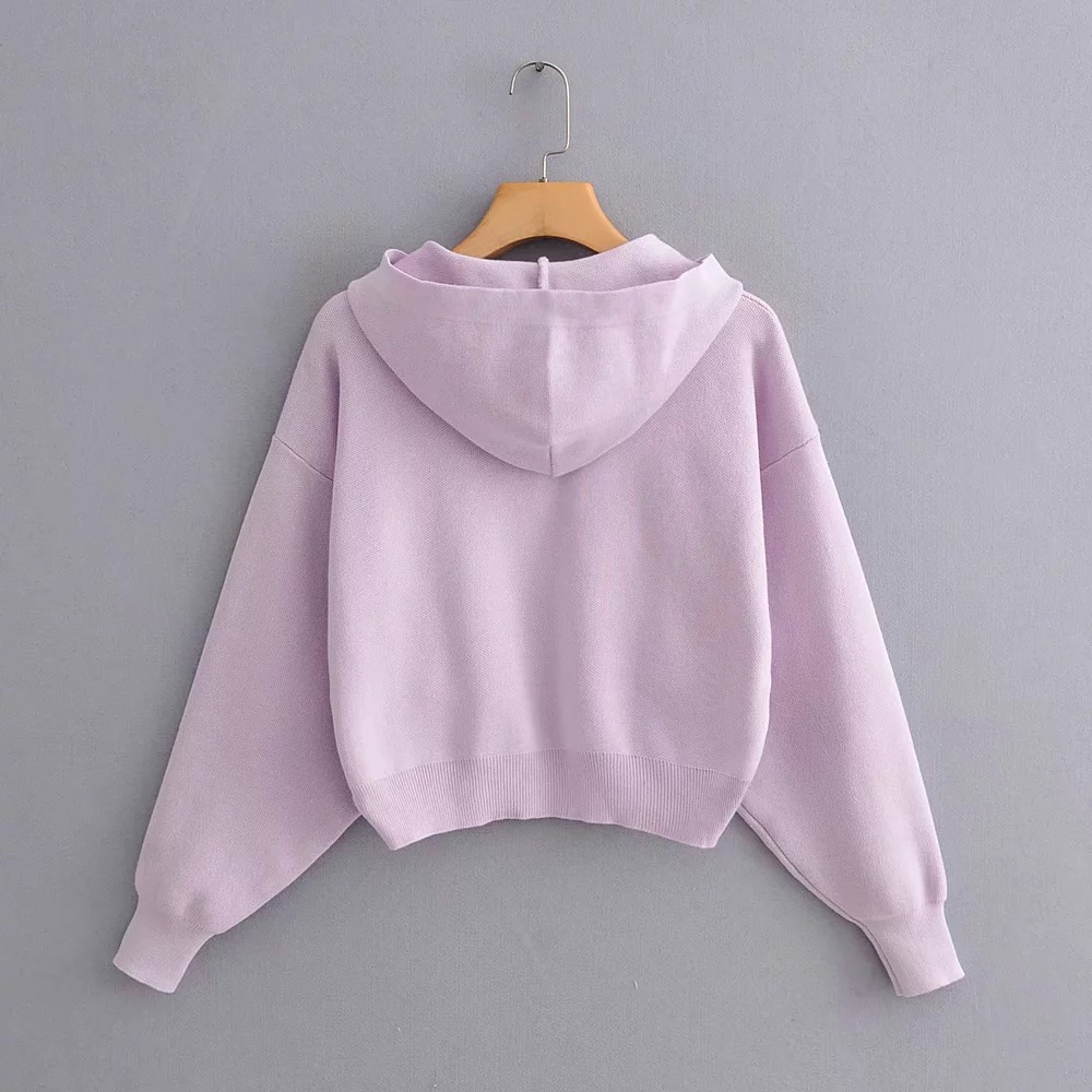 candy color loose long-sleeved knitted hoodie NSHS23425