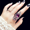 Ring, retro crystal, set, on index finger, Japanese and Korean, simple and elegant design, European style, with gem