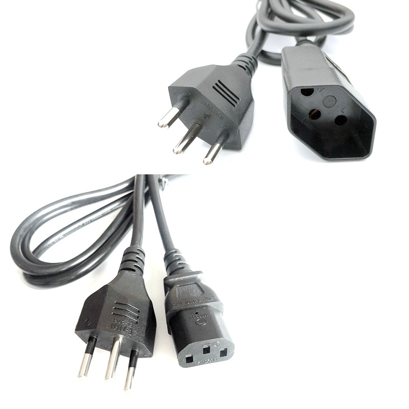 3芯瑞士插头电源线 品字尾 瑞士三插延长线 SEV认证 瑞士标电源线