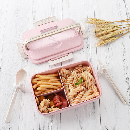 Amazon Lunch box wheat straw lunch box Japanese lunch box manufacturer lunch box student compartment cross-border