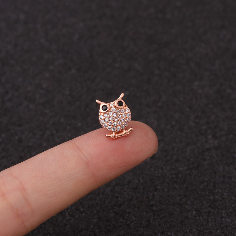 Ear Cartilage Rings & Studs Ethnic Style Cartoon Character 316 Stainless Steel  Copper Zircon display picture 5