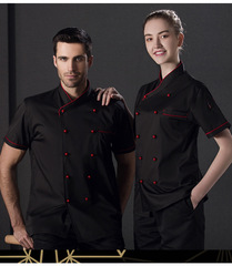 Summer foreign trade chef uniforms, short-sleeved overalls, double-breasted coats, overalls, men's and women's restaurant kitchen professional attire wholesale